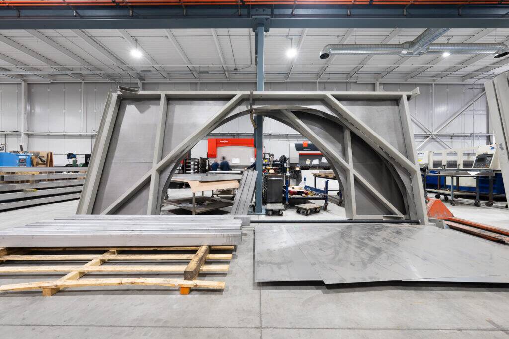 "Custom large-scale metal framework at ATH Custom Metal Fabrication, showcasing expert craftsmanship and industrial skill."