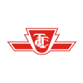"Red and white TTC (Toronto Transit Commission) logo with iconic winged design"